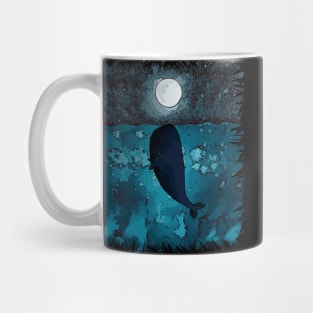 A whale in a blue sea kiss the moon Mug